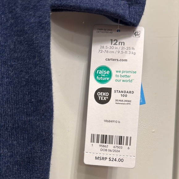 NWT Carter's Navy Blue One Piece Cozy Hoodie - Picture 5 of 8